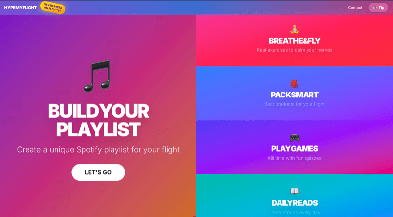 Hype My Flight website